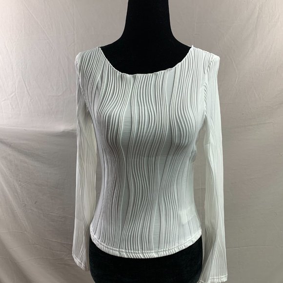 White Frenchy Silky Textured  Round Neck Tee - Picture 8 of 11
